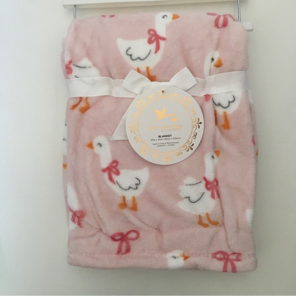 My Cozy Baby Blanket Pink Soft Lightweight Bow/Goose Print NEW | Adirondack Baby